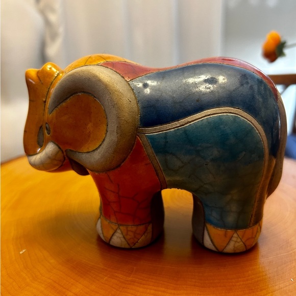 Raku African elephant vintage pottery - Picture 2 of 7